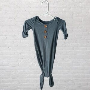 Caden Lane // Blue Bamboo Baby Knotted Gown with Faux Wooden Buttons